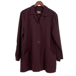 Democracy Weekend Shirt Jacket Womens Sz Large Brown Notched Lapel Tencel Button